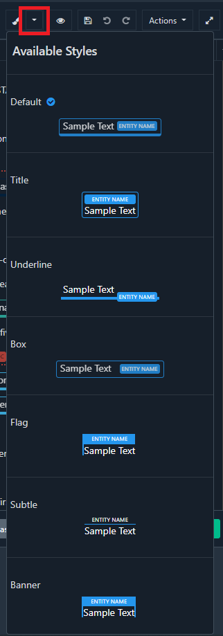 Entity styles list